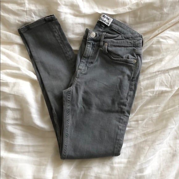 Acne Studios Skin 5 Smoke Grey Straight Jeans Size 26/32 - Picture 1 of 4
